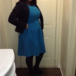 H&M Turquoise Pleated Sleeveless Dress